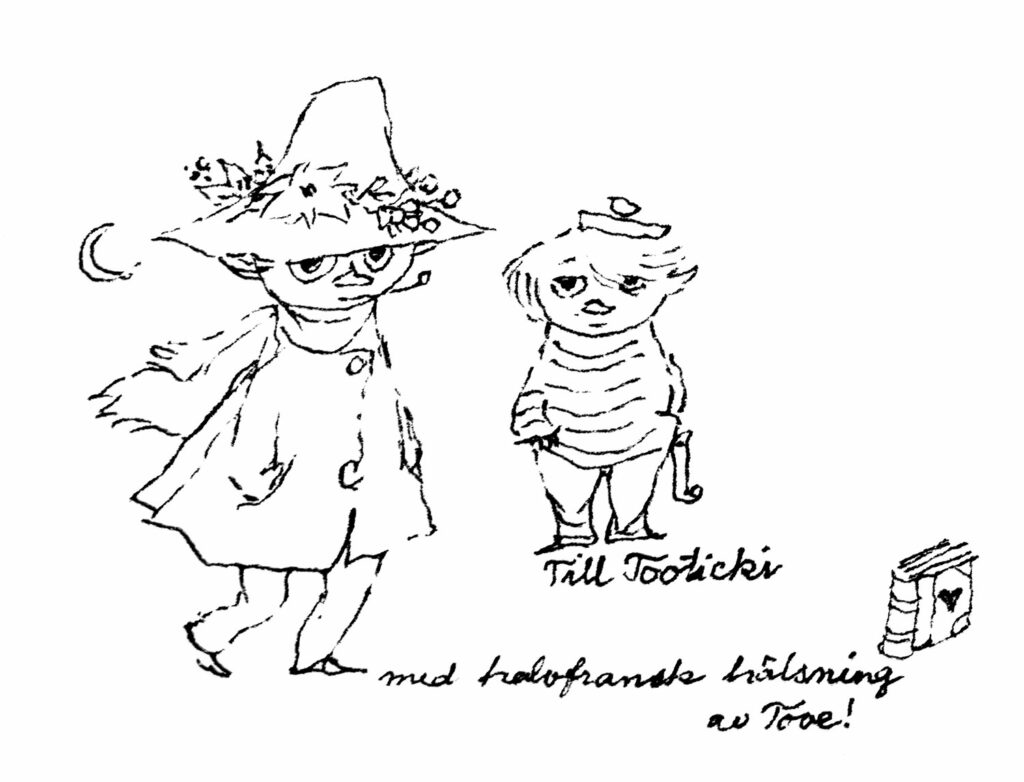 Drawing of Snufkin and Too-ticky.