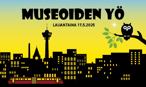 Banneri jossa lukee että Museoiden yö on la 17.5.25.