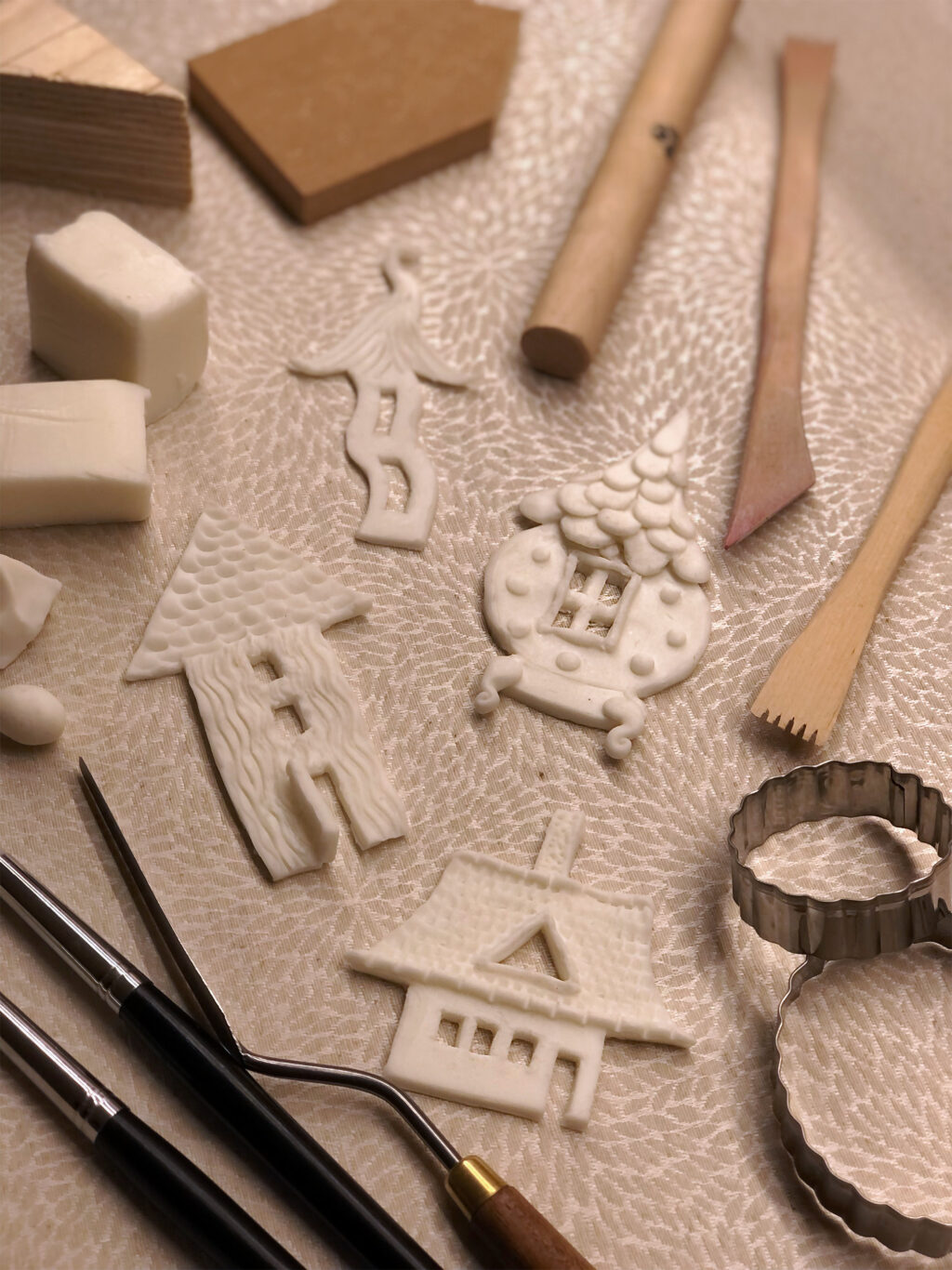 Modeling clay and tools.