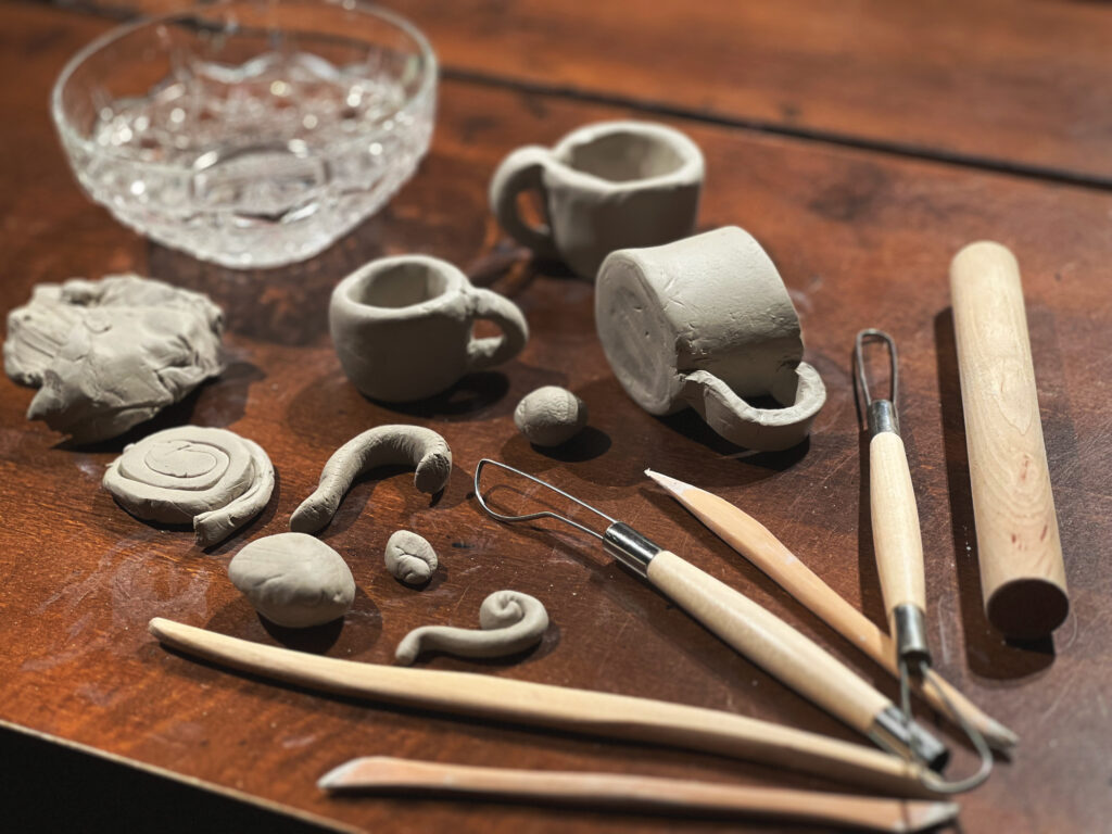 Clay and moulding tools.